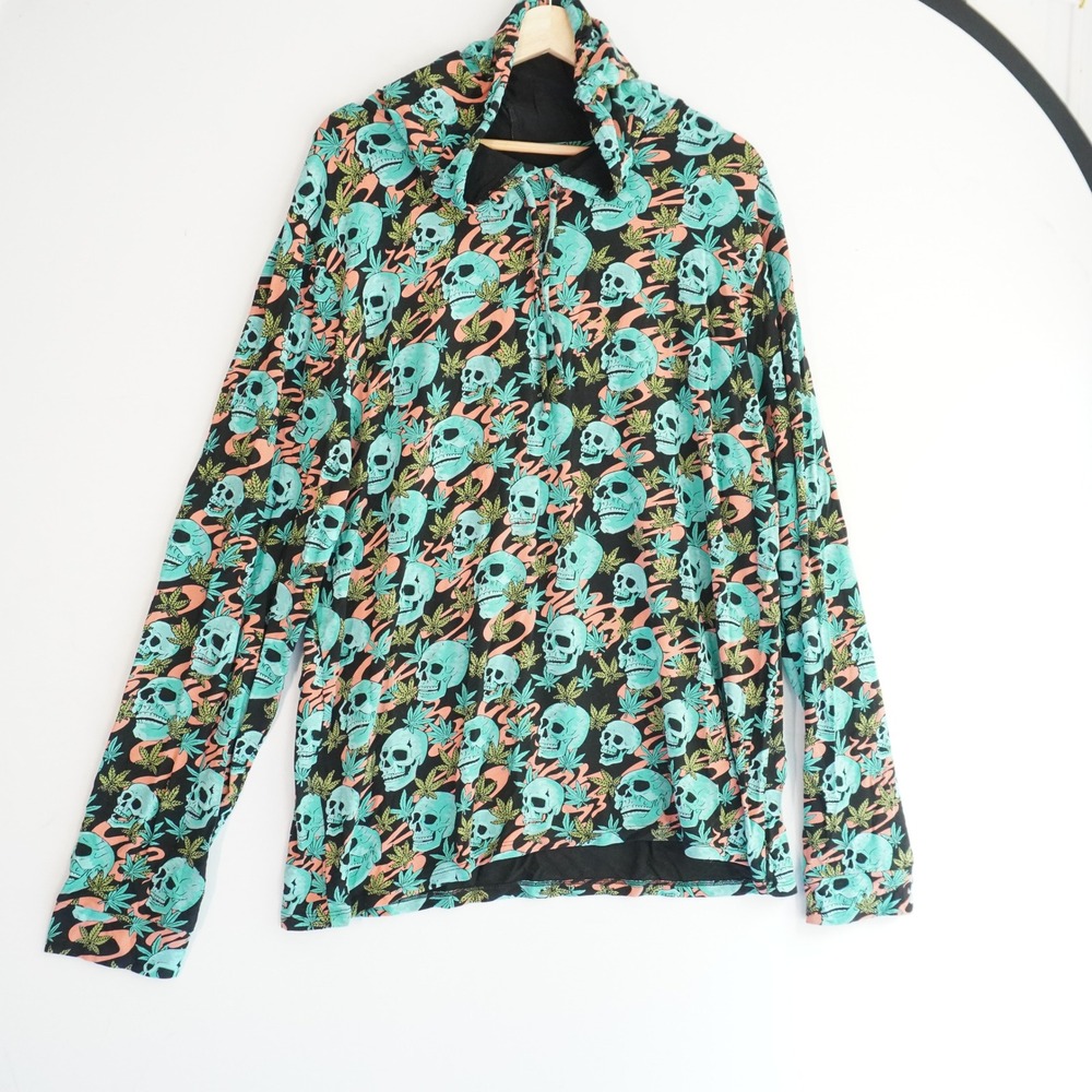 MeUndies Skull Hoodie Pullover Long Sleeve Graphic Print Top‎ 2XL Novelty Lounge